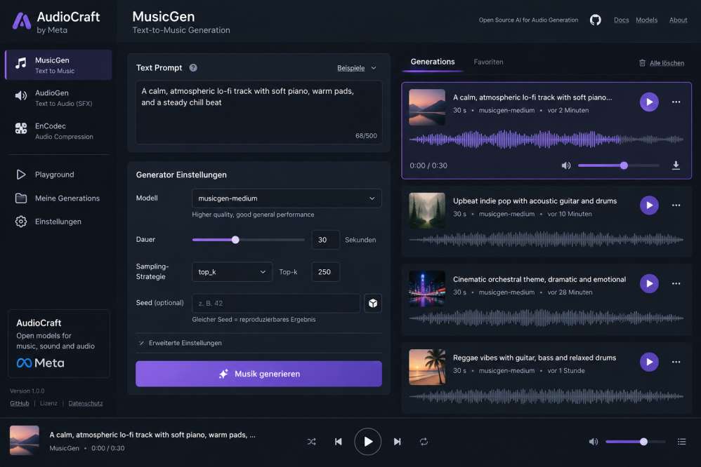 AudioCraft für lokale Musik- und Audioerzeugung