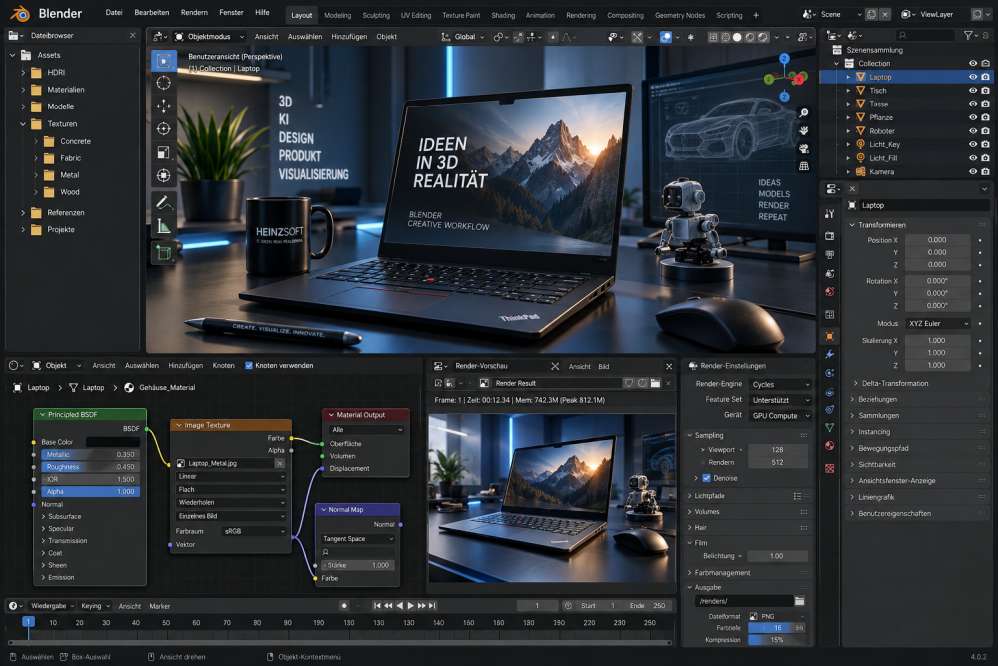 Blender für 3D und lokale KI-Workflows