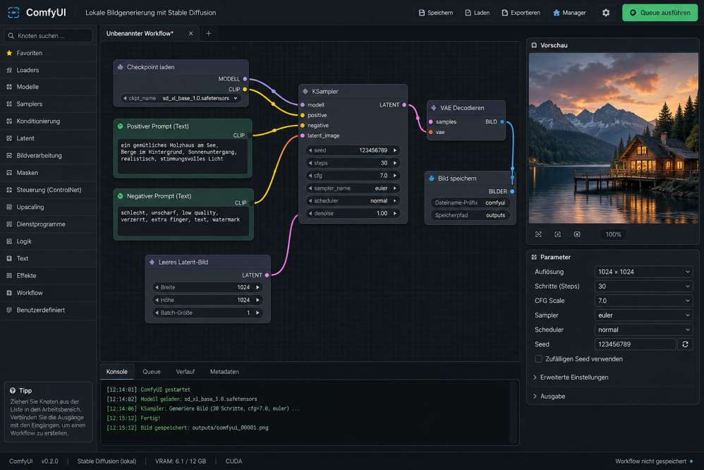 ComfyUI-Workflow für lokale Bildbearbeitung