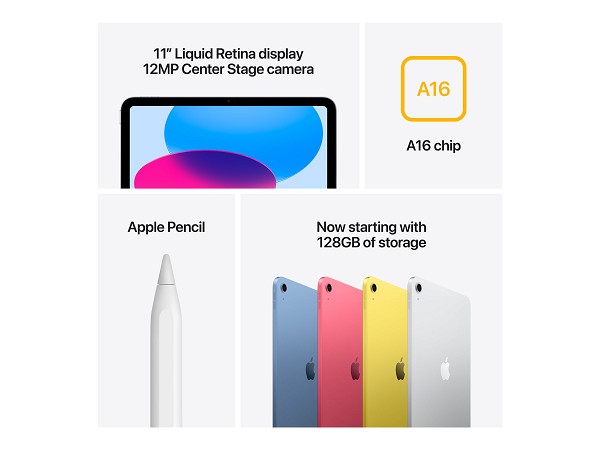 Apple iPad A16 Wi-Fi - Tablet - 128 GB - 27.9 cm ( unten