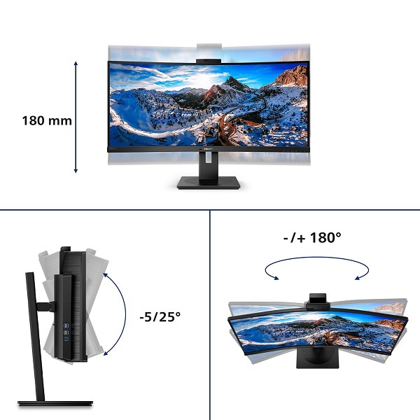 Preview: Philips P-line 346P1CRH - LED-Monitor - gebogen - rechts