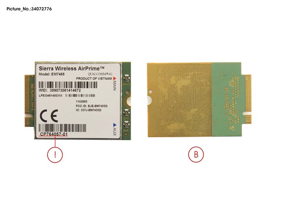 Fujitsu LTE-Modul 4G EM7455 LIFEBOOK E548, E5410, P728, S938, U74 371