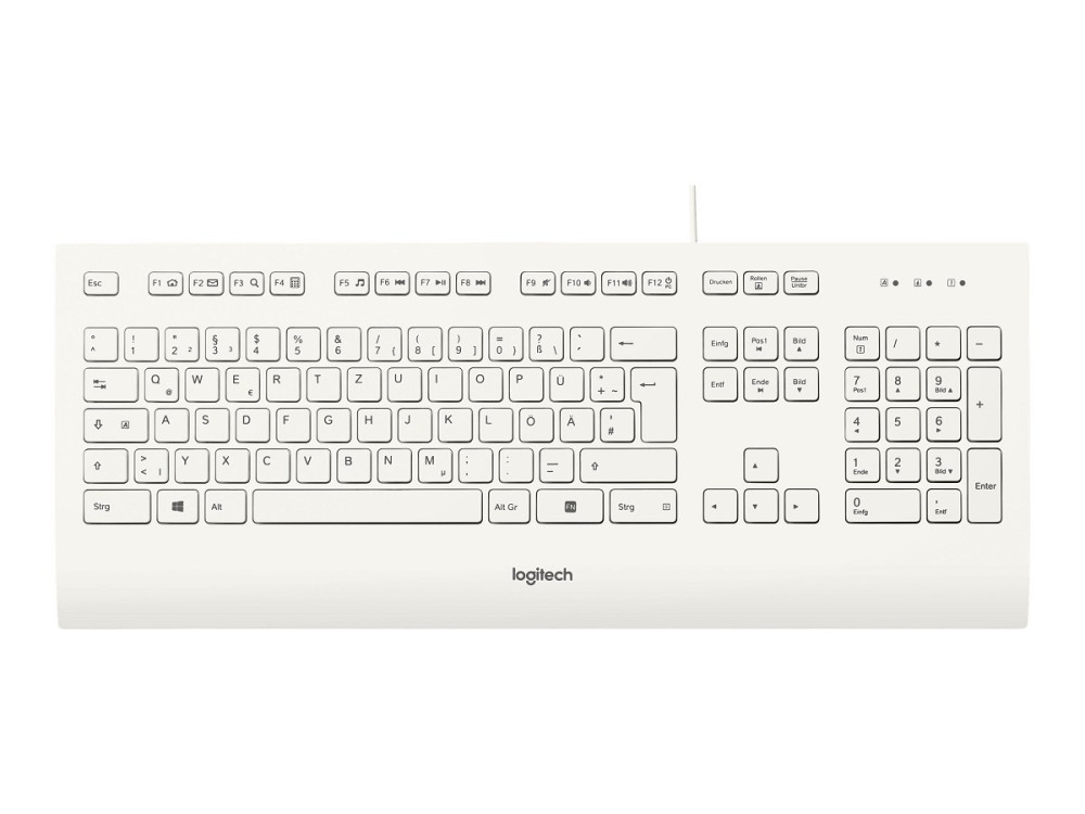 Logitech K280e - Tastatur - USB - Deutsch - weiß l links