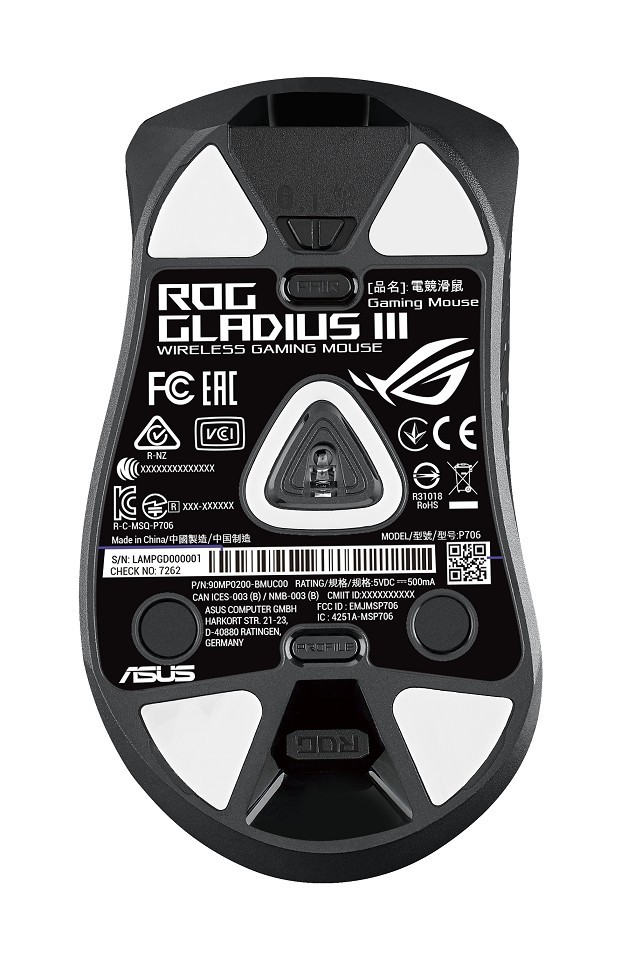 ASUS ROG Gladius III Maus Gaming rechts USB Typ-A vorn rechts