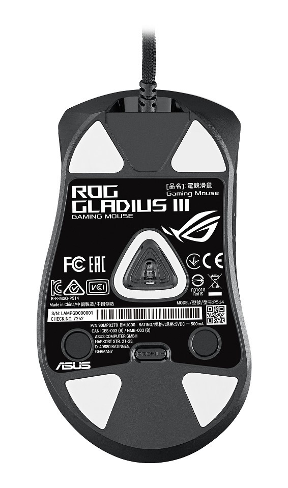 ASUS ROG Gladius III Maus Gaming rechts USB Typ-A links
