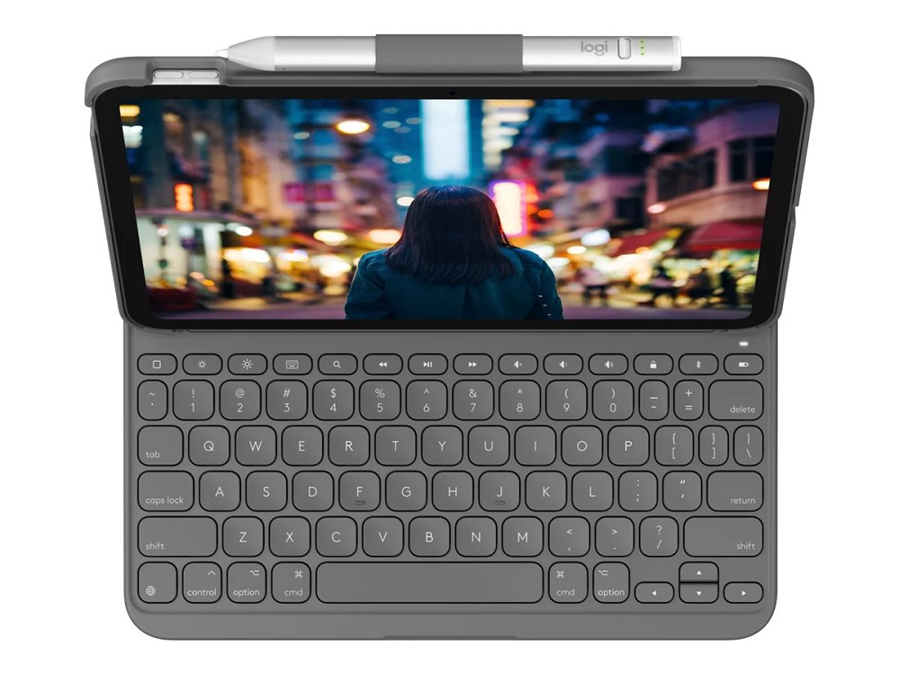 Logitech Slim Folio - Tastatur und Foliohülle hint hinten