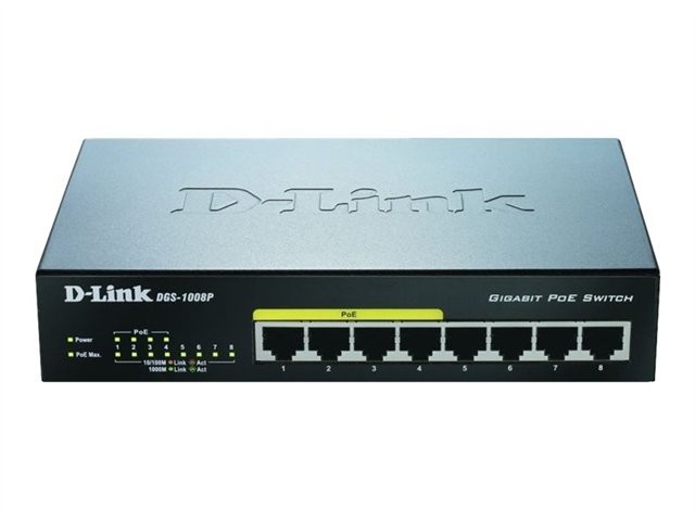 D-Link DGS 1008P - Switch - 8 Anschlüsse - unmanag hinten