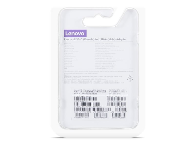 Lenovo USB-Adapter - USB-C (W) zu USB Typ A (M) re rechts