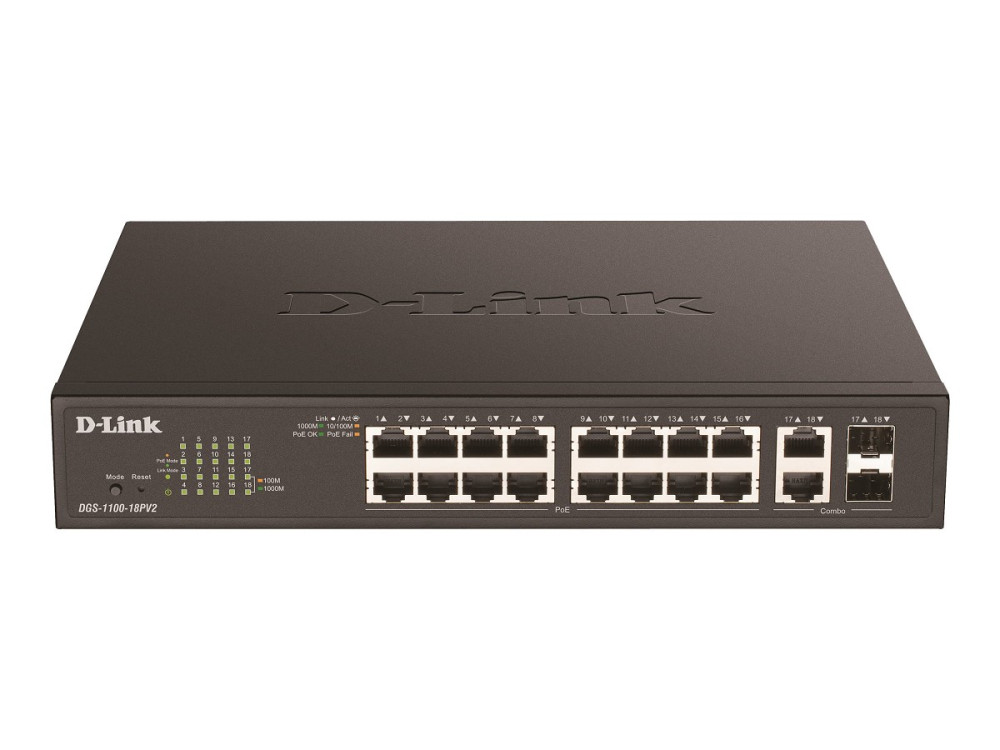 D-Link DGS 1100-18PV2 - Switch - Smart - 16 x 10/1