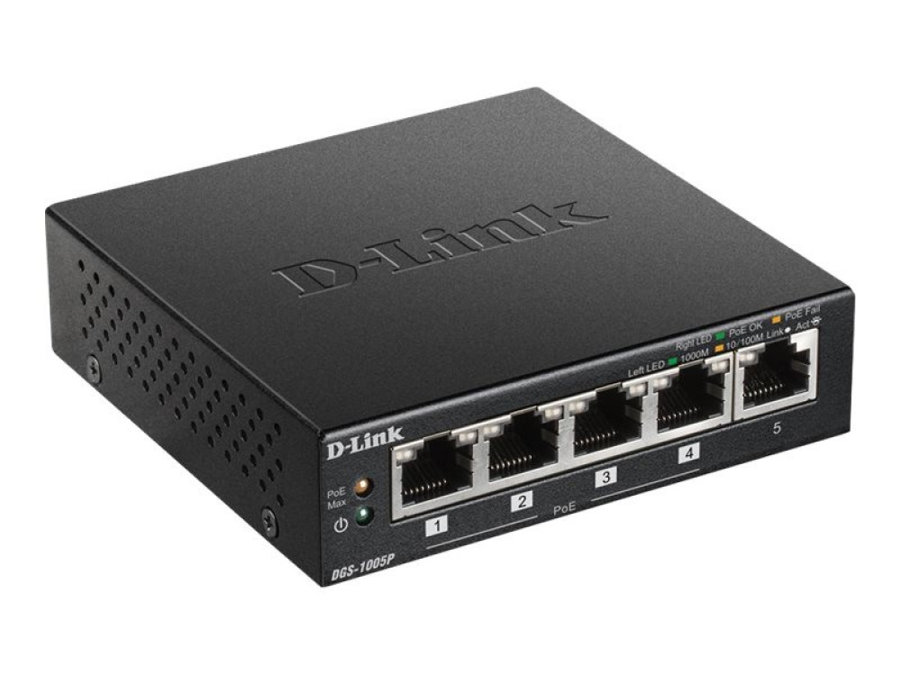 D-Link DGS 1005P - Switch - 5 Anschlüsse  vorne