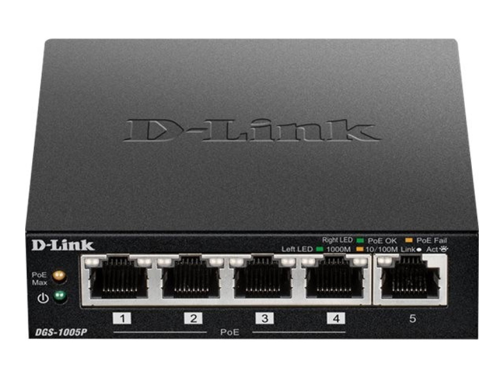 D-Link DGS 1005P - Switch - 5 Anschlüsse  hinten hinten