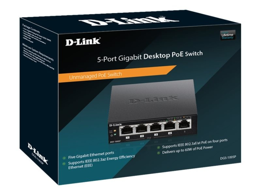 D-Link DGS 1005P - Switch - 5 Anschlüsse  rechts rechts