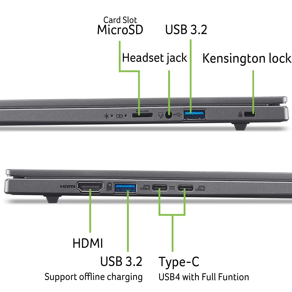 Acer Aspire 16 AI A16-11M-X04K Notebook hinten hinten