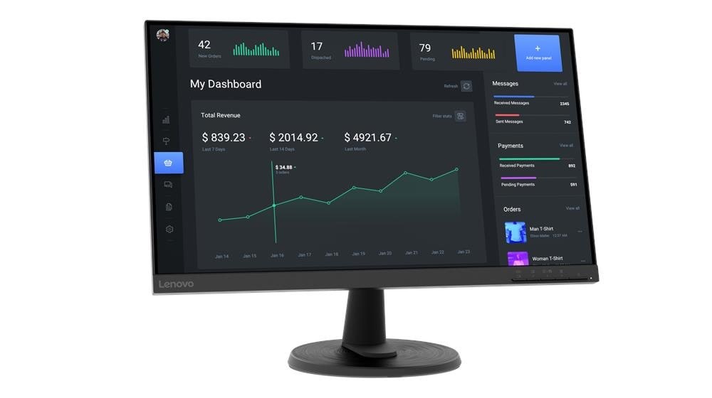 Lenovo C24-40 – 23,8" Full-HD Monitor, 75 Hz, VA hinten