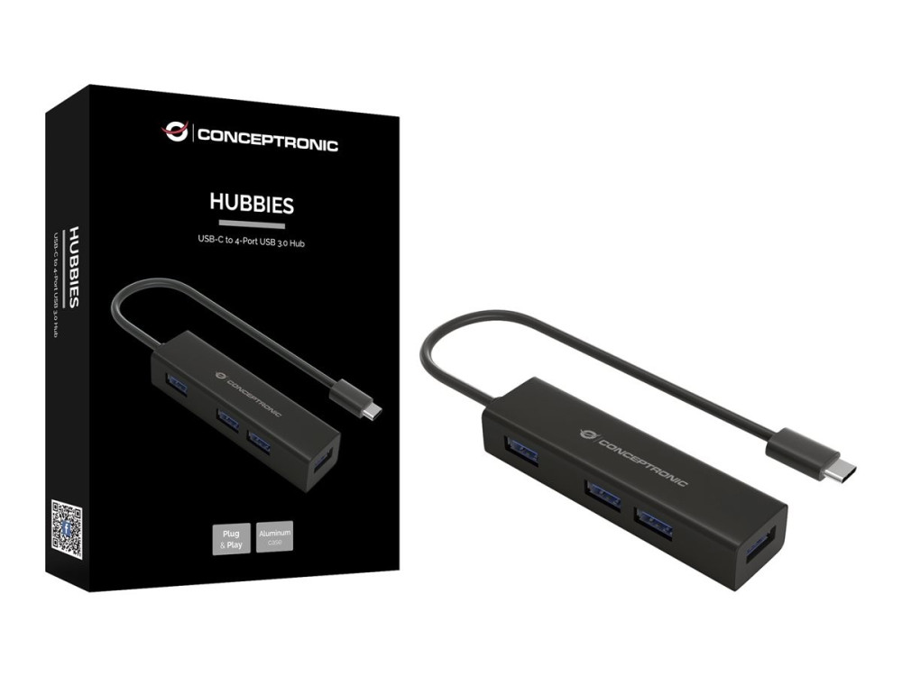 Conceptronic HUBBIES07B - Hub - 4 Anschlüsse  vorn